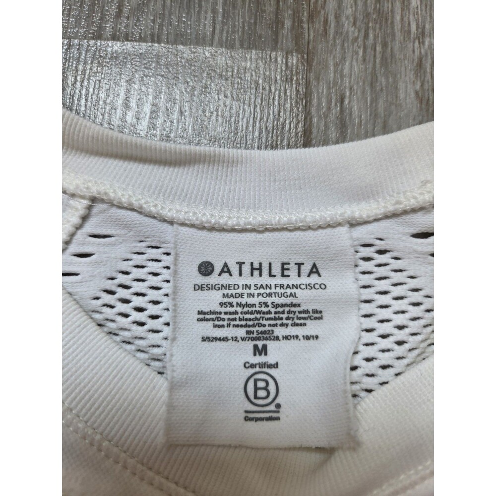 Athleta White Seamless Engineered Mesh Performance Long Sleeve Top Medium EUC - Picture 4 of 7